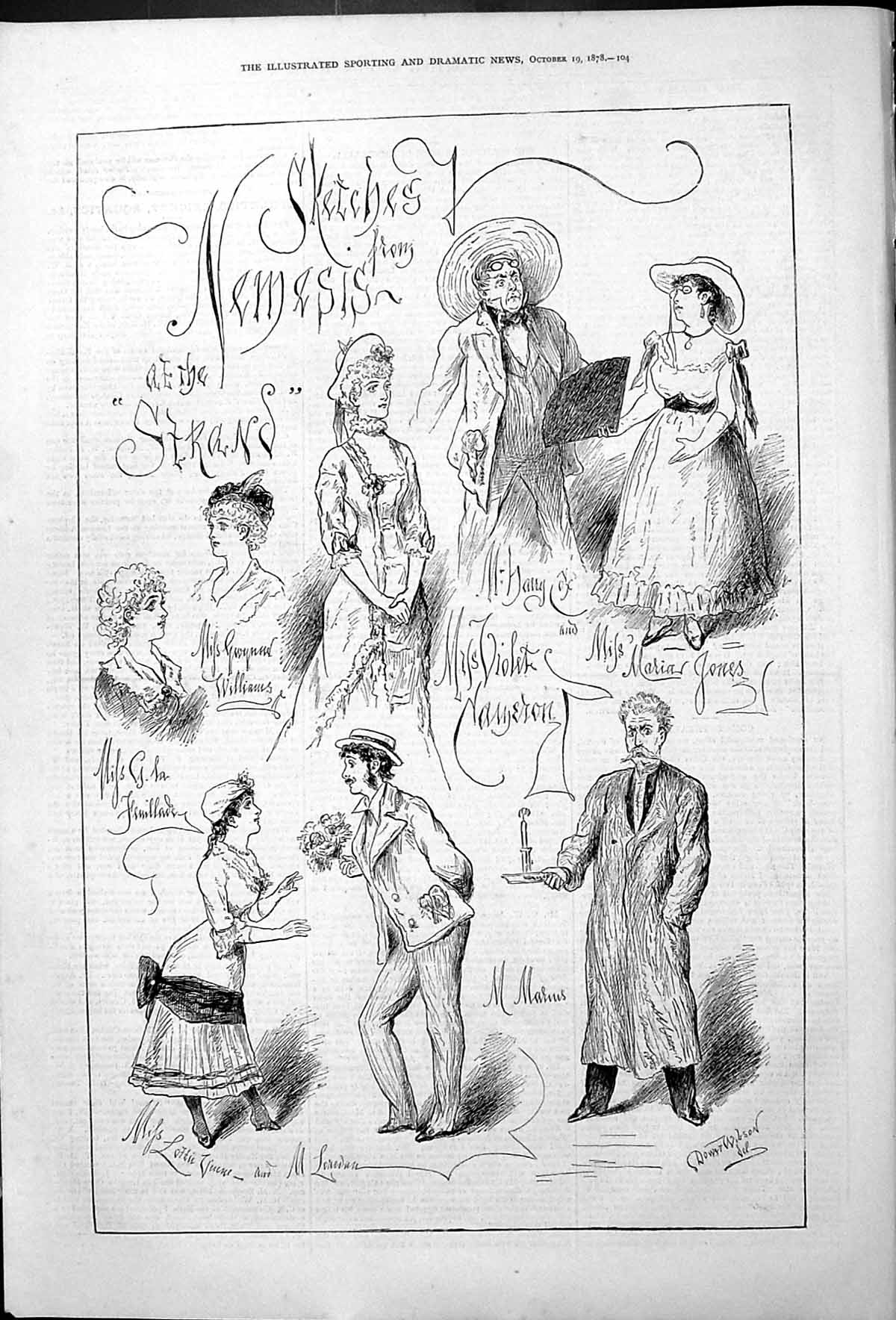 Old Nemesis Sketches Strand Theatre Williams Cameron Jones Wilson 187 Victorian
