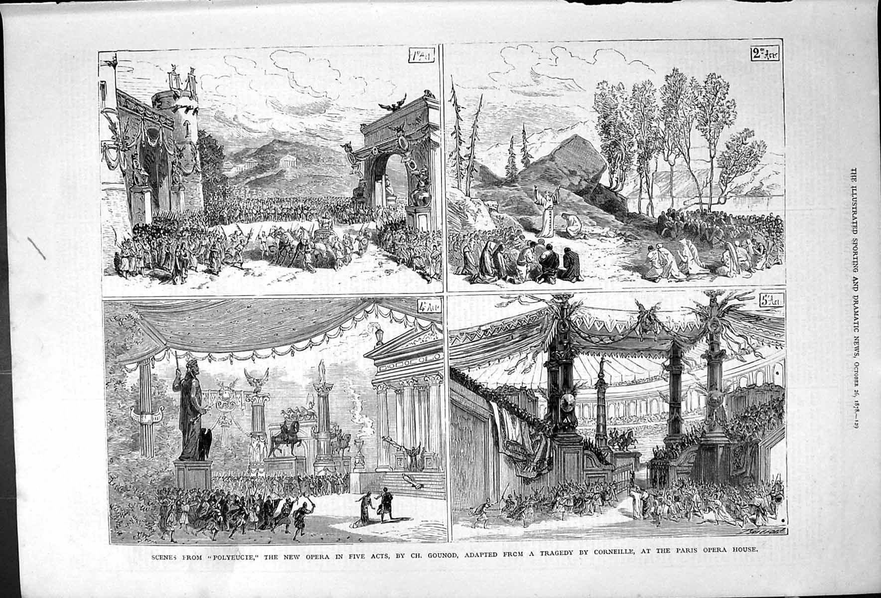 Old Scenes From Polyeucie Paris Opera House Gounod Tragedy Corneille
