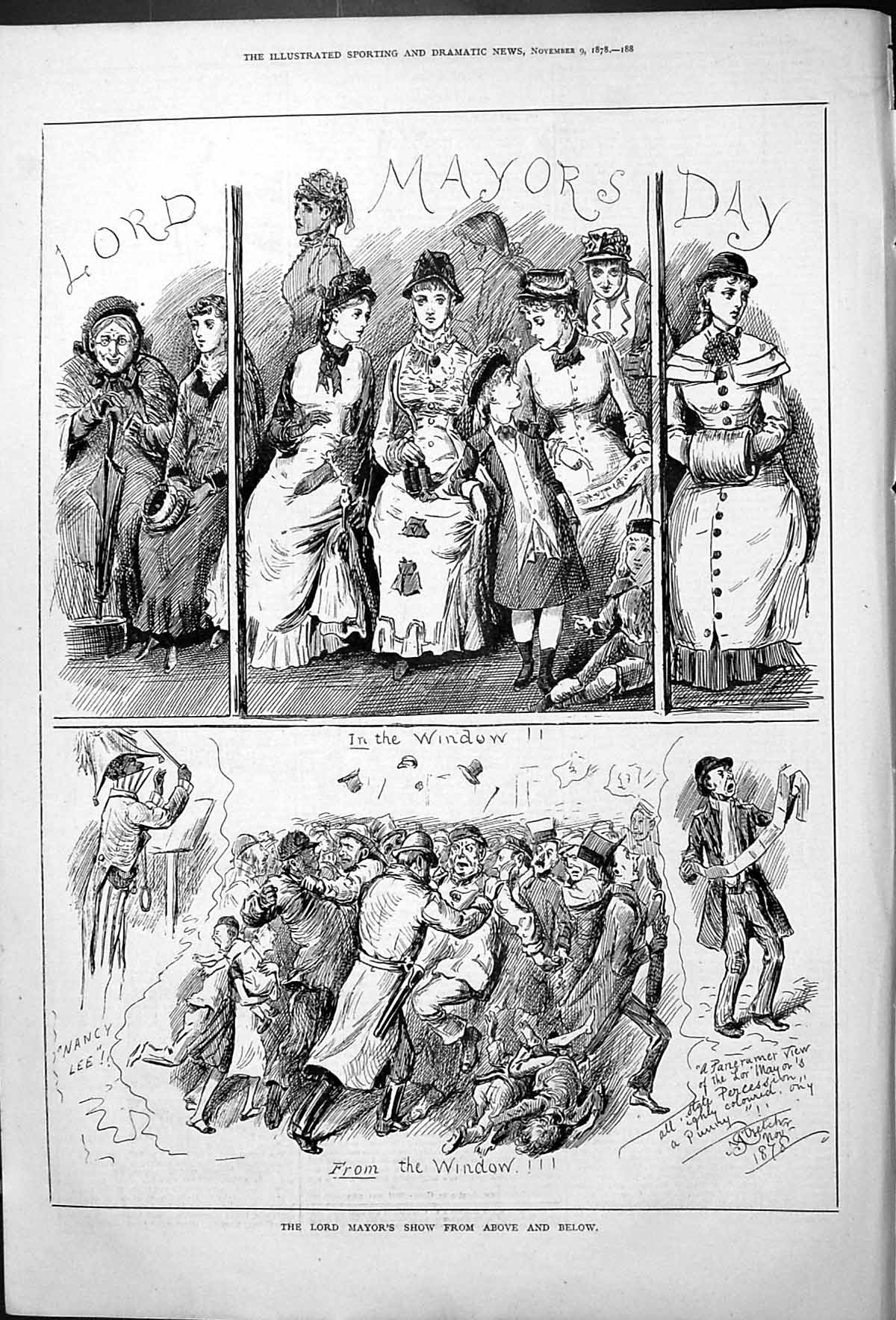Old Lord Mayors Day Show From Above And Below Women Men Children 1878 Victorian