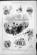 Antique Old Print Royal Staghounds Farmers At Windsor Banquet Guildhall 1878