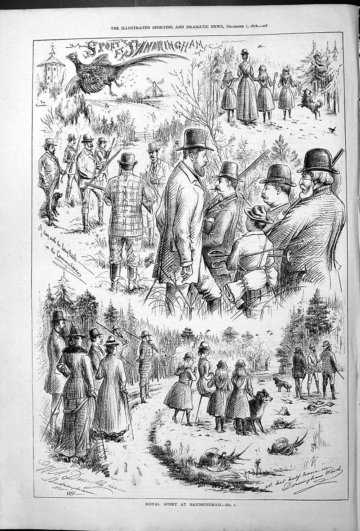 Old Royal Sport At Sandringham Hunting Men Women Children Outdoor Sce