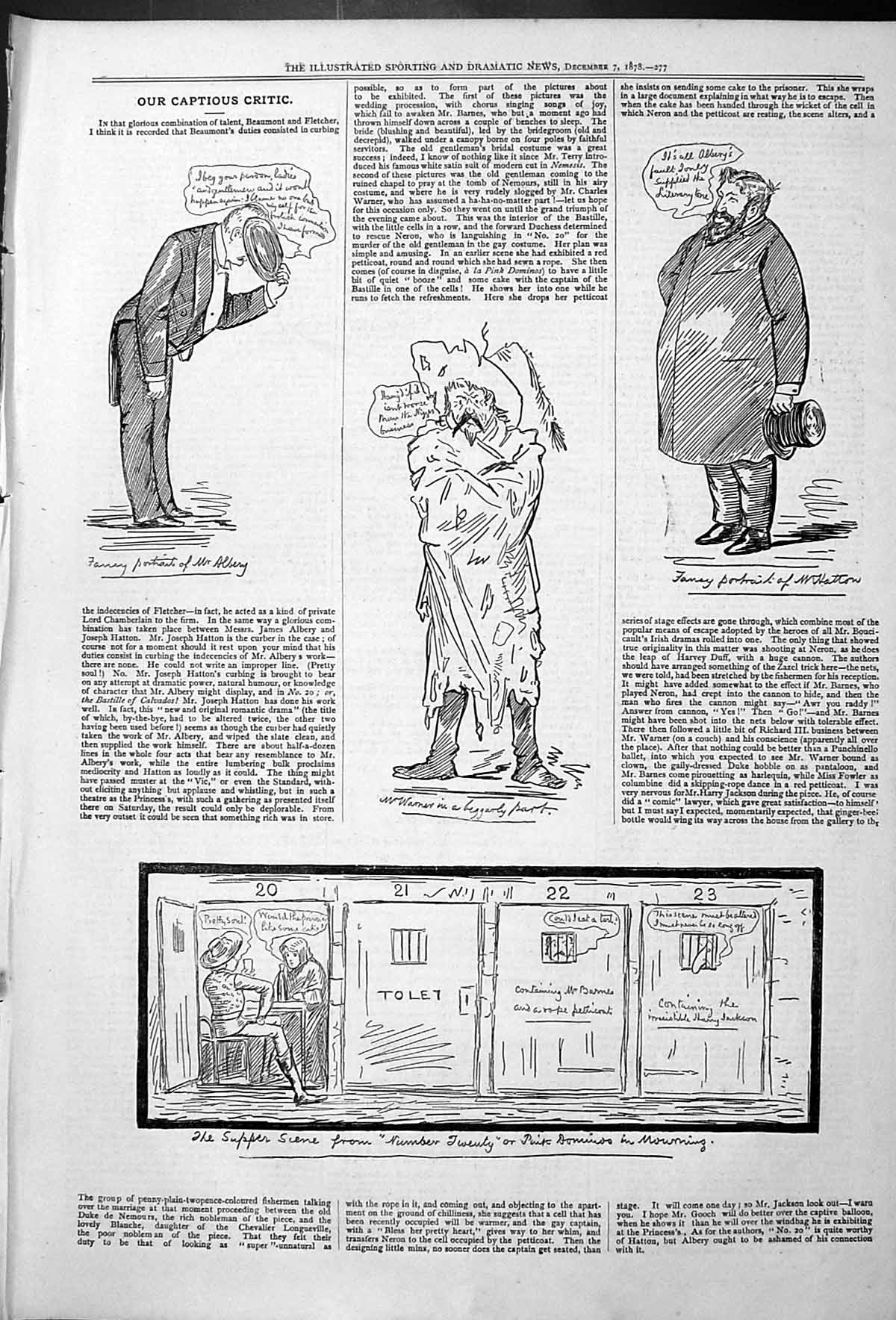 Old Captious Critic Theatre Actors Mr Albery Warner Hatton Supper Sce