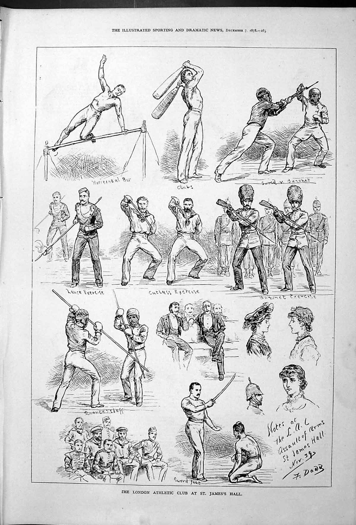 Original Old Antique Print London Athletic Club At Saint James Hall Dadd 1878