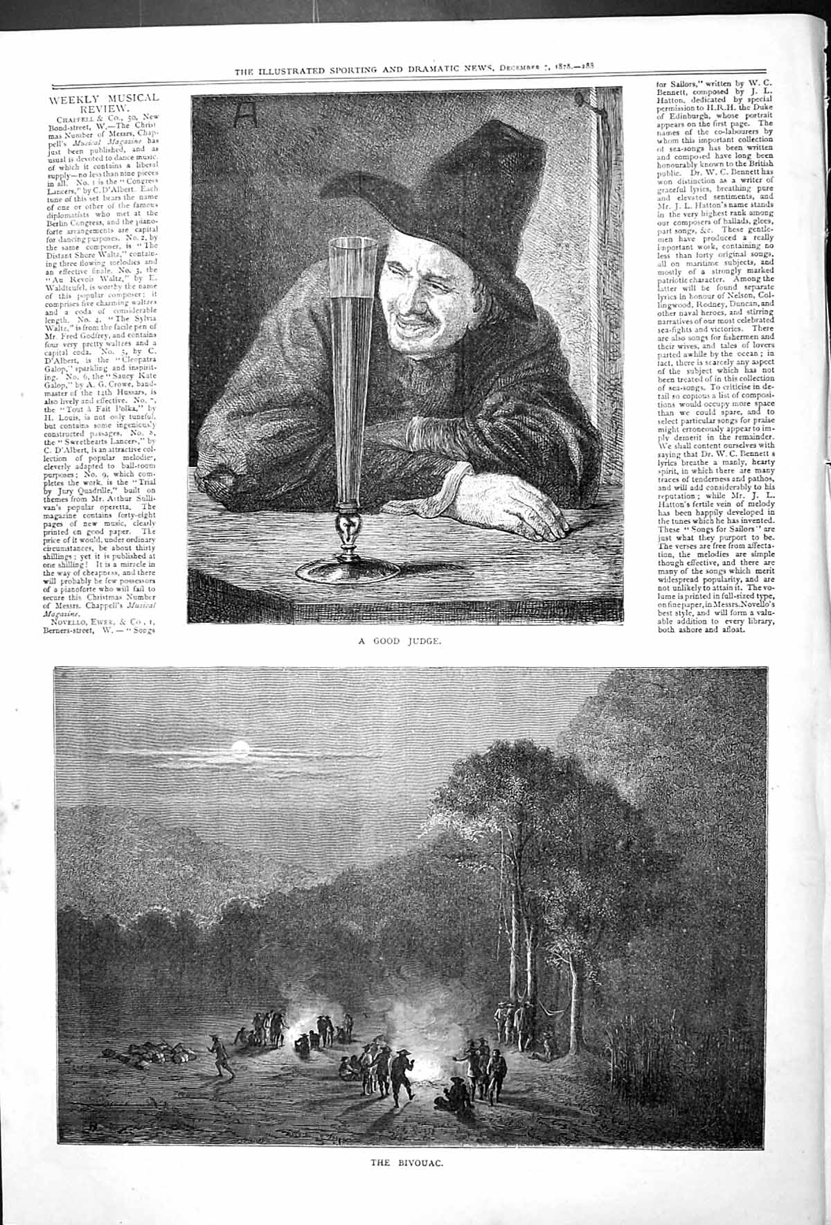 Original Old Antique Print Good Judge Drunken Man Bivouac Outdoor Scene 1878