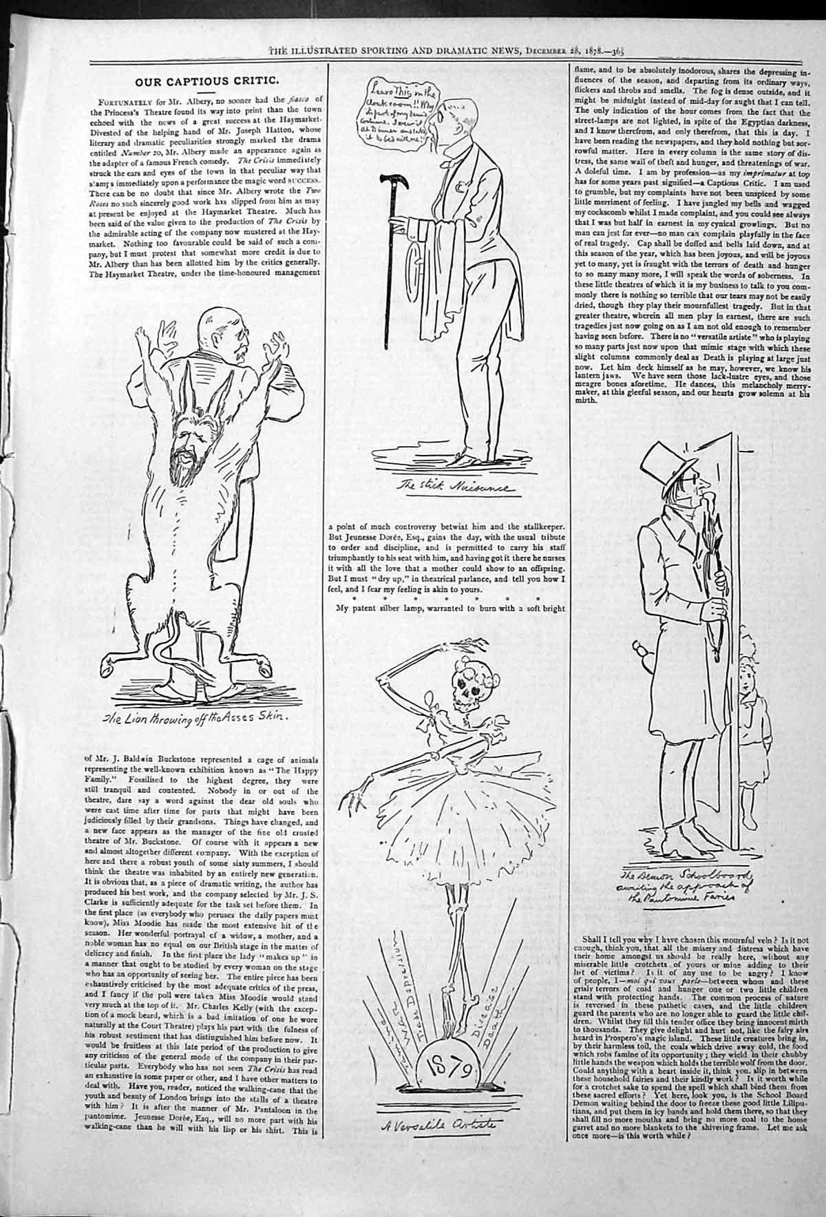 Old Captious Critic Theatre Actors Lion Asses Skin Nuisance Skeleton