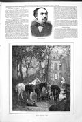 Antique Print Emile Waldteufel Morning Ride Horses Dogs Outdoor Scene 1879 19th