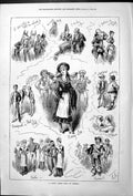 Old Print Fancy Dress Ball At Sydney 1879 Nancy Black And White Sketches 19th