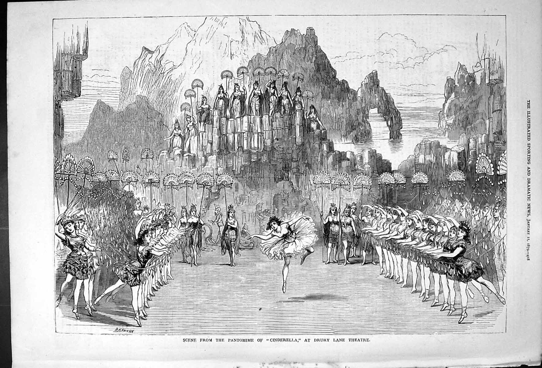 Antique Print Cinderella Pantomime Scene At Drury Lane Theatre Friston 1879