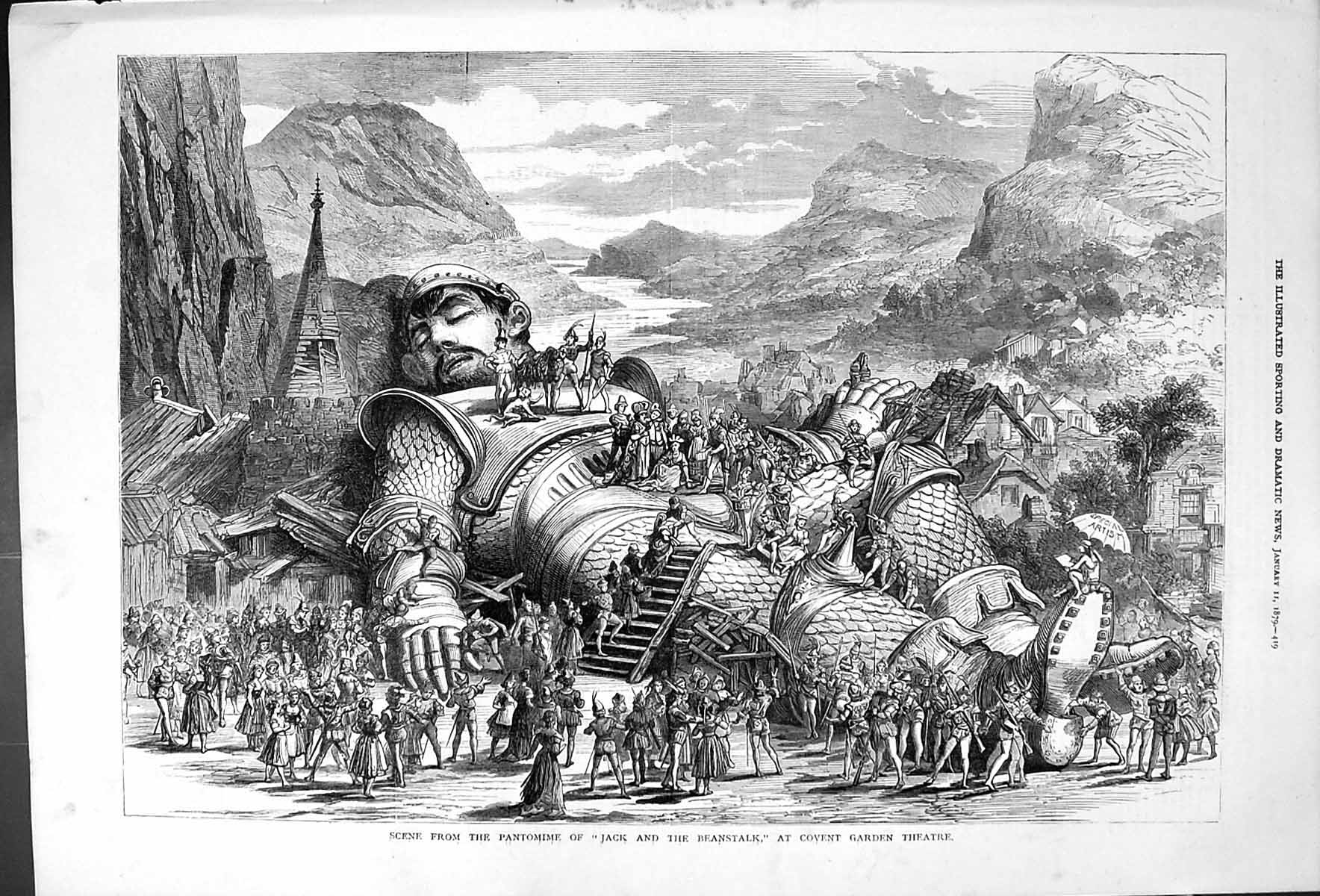 Old Jack And The Beanstalk Pantomime Scene At The Covent Garden Theat