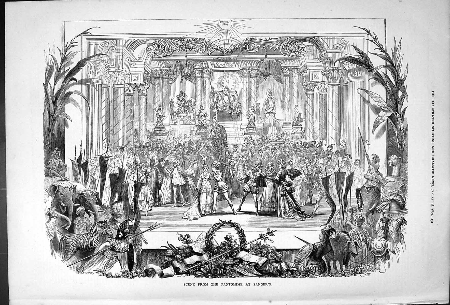 Old Scene From The Pantomime At Sanger'S Theatre Friston Christmas 18 Victorian