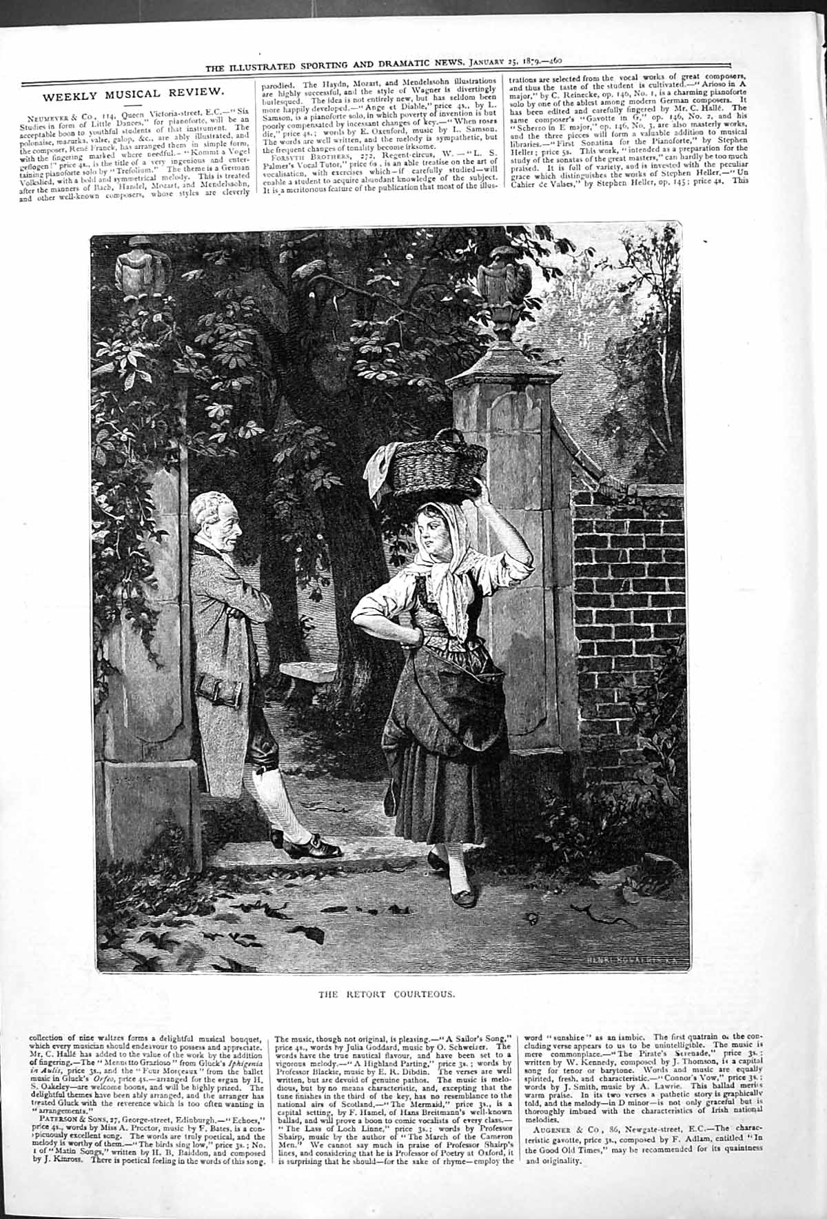 Old Antique Print Retort Courteous Outdoor Scene Man Woman Portrait 1879 19th