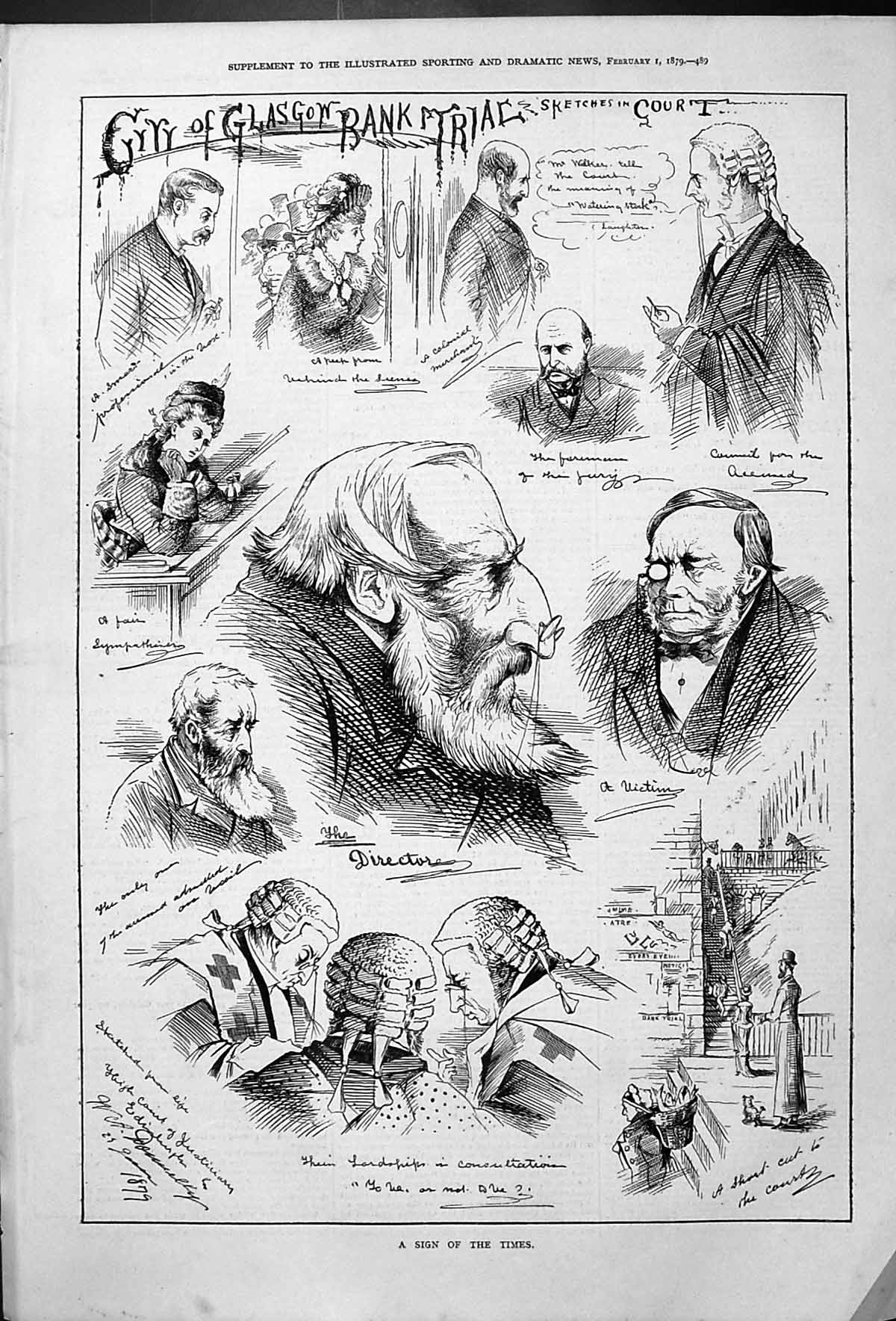 Old Court Sketches Glasgow Bank Trial Sign The Times Director Victim