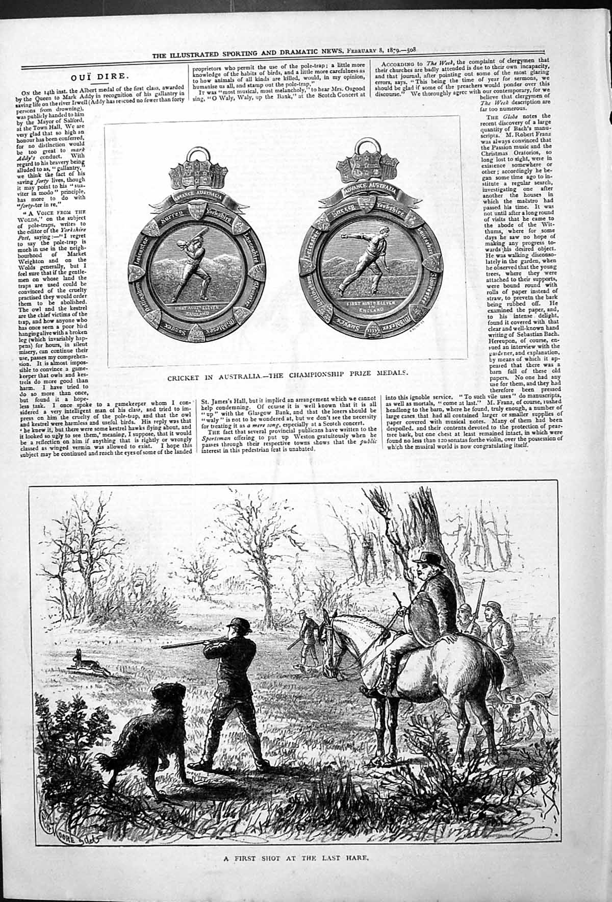 Old Cricket Australia Championship Prize Medals Hare Hunting Horse Do