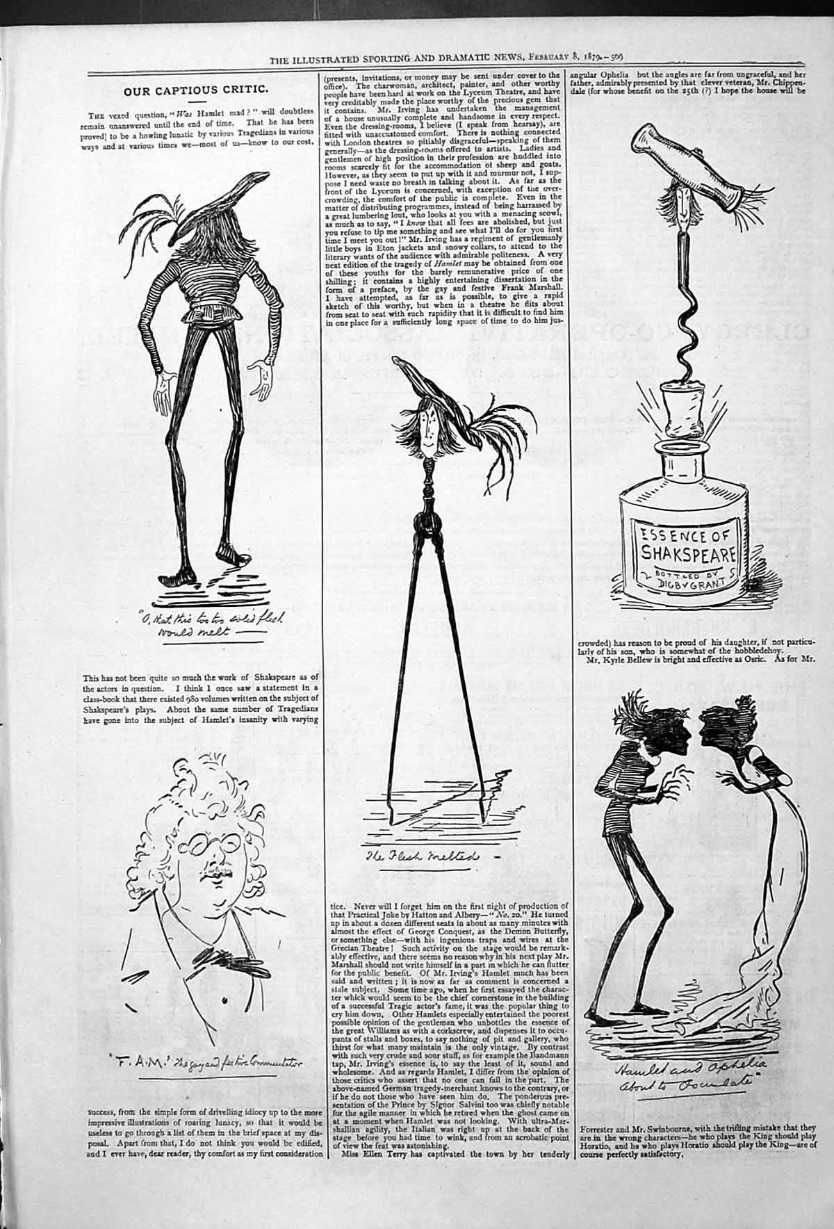 Old Captious Critic Actors Theatre Essence Shakspeare Hamlet Ophelia