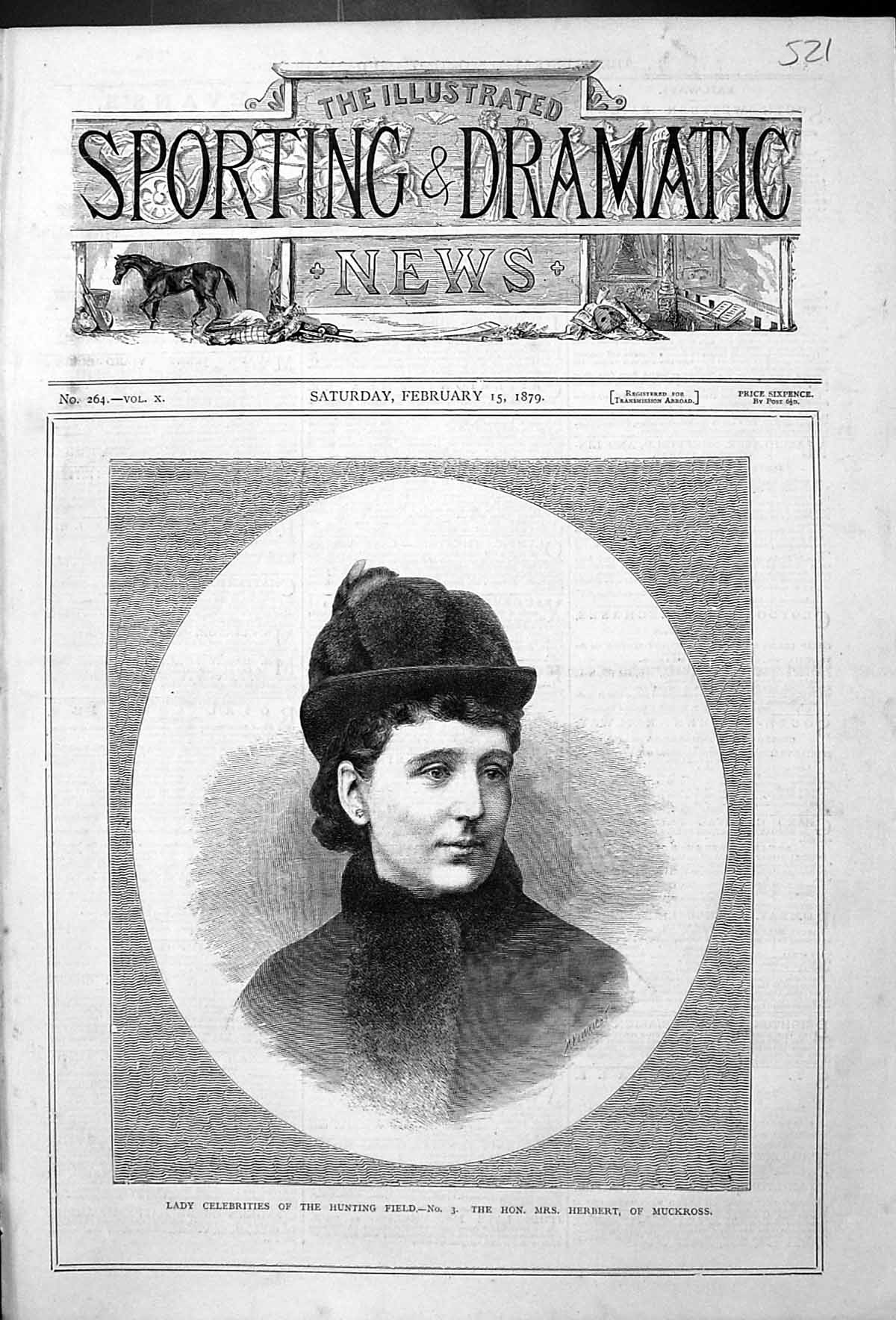 Antique Print Lady Celebrities Hunting Field Hon Mrs Herbert Muckross 1879 19th