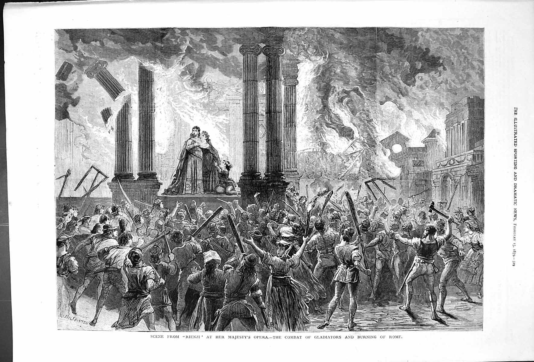 Old Rienzi Scene At Her Majesty'S Opera Gladiators Combat And Burning