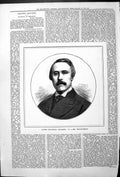 Antique Old Print London Theatrical Managers Mr Hollingshead Portrait 1879 19th