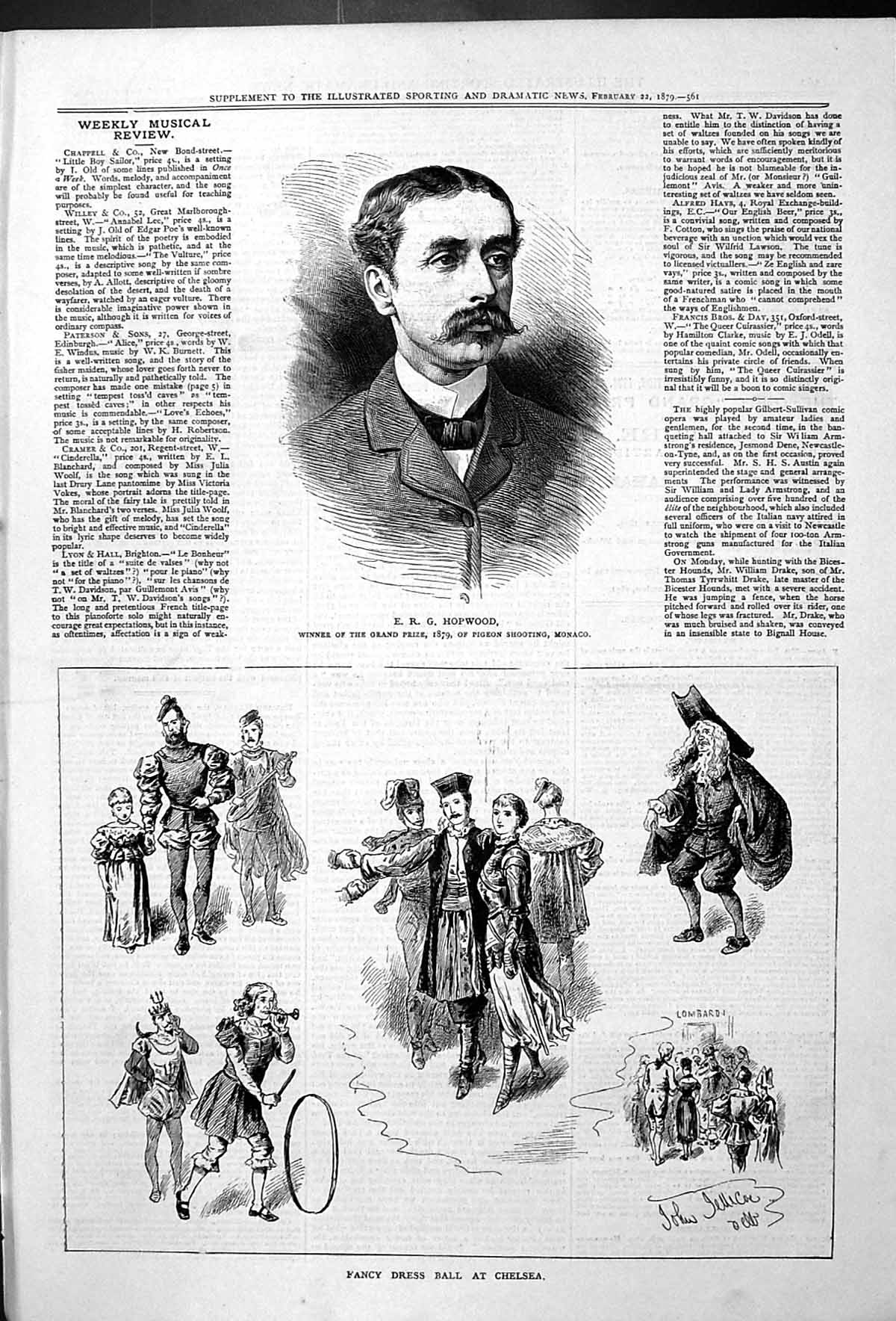 Antique Print Hopwood Pigeon Shooting Monaco Fancy Dress Ball Chelsea 1879 19th
