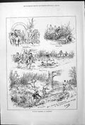 Antique Old Print Edmonton Spartan Harriers 1879 Dadd Water Jump Men Running
