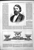 Original Old Antique Print Abbott Testimonial Shain Herr Joachim Portrait 1879