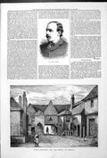 Original Old Antique Print Famous Hostelries George Uxbridge Leslie Crotty 1879