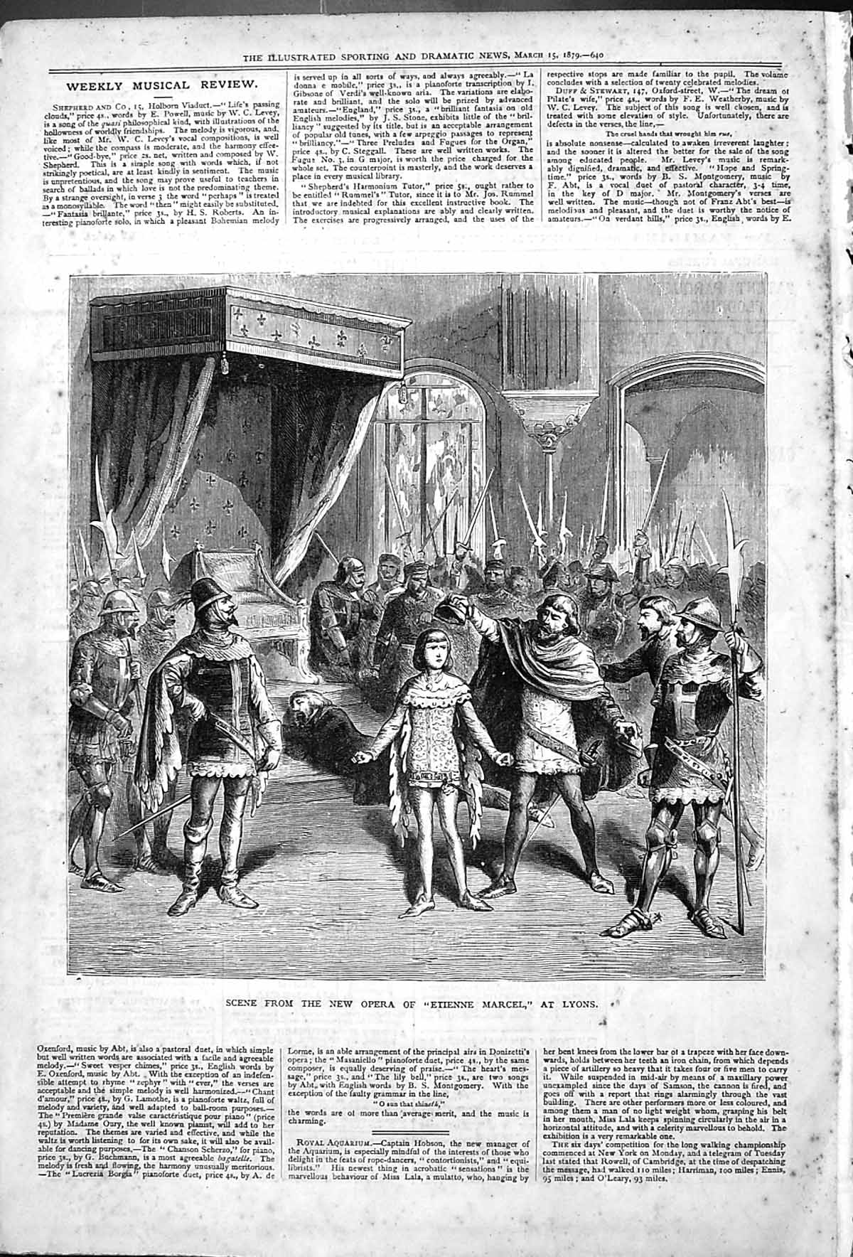 Antique Print Scene From Etienne Marcel Opera At Lyons Musical Review 1879 19th