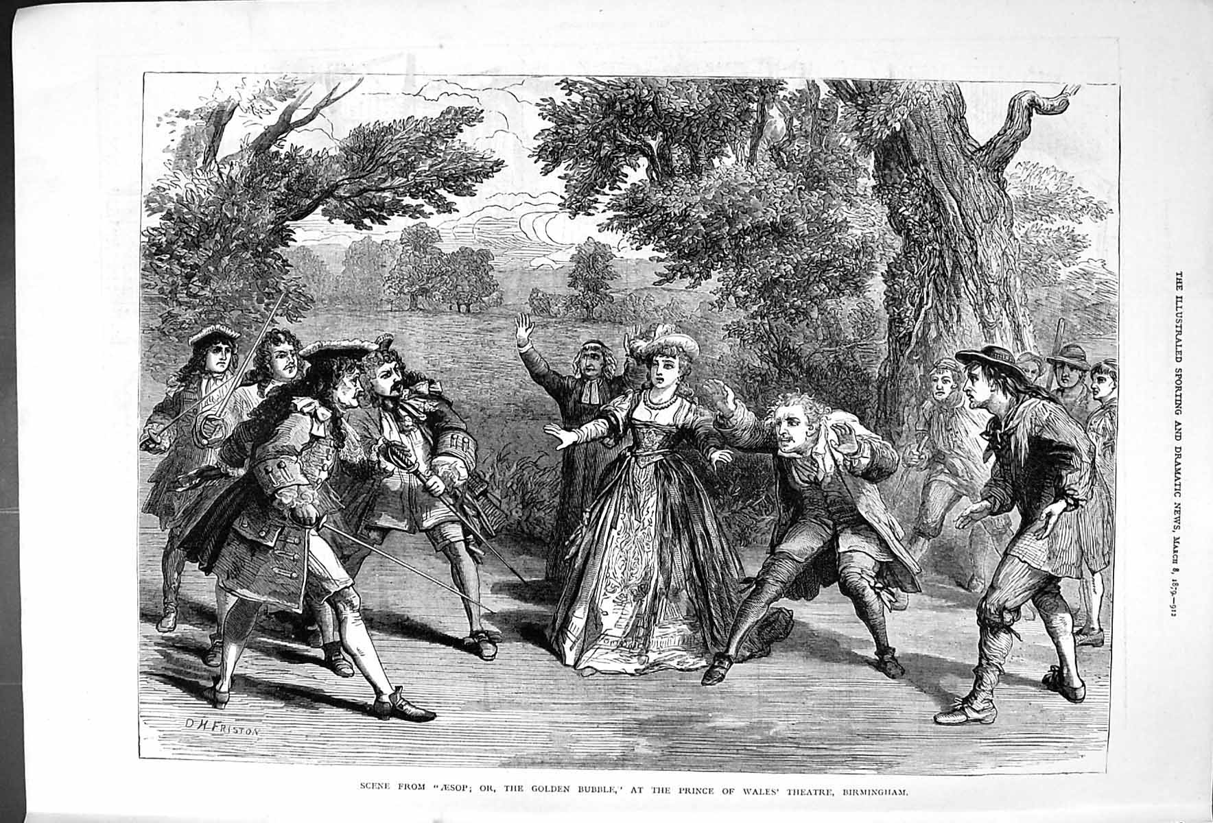 Old Print Aesop Scene Gen Bubble Prince Wales Theatre Birmingham 1879 Ac 19th