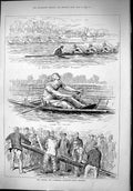 Old 1879 Oxford Cambridge Boat Race Training Crew Kingston Cantab Spo Victorian