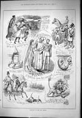 Old 1879 Humours Month March Patrick Wedding Lion Horses Hunting Spor Victorian
