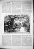 Original Old Antique Print 1879 Cray Fishing River Scene Man Fish Angling Sport