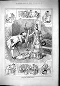 Antique Old Print 1879 Scenes Madame Favart Theatre Men Ladies Romance Actors