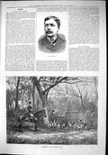 Old Antique Print 1879 Mr George Fox Hunting Harriers Hicks Hounds Horses 19th