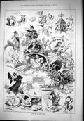 Old 1879 Humours Spring Time Flowers Rabbit Fox Cricket Sport Windy W Victorian