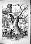 Antique Old Print 1879 Fox Hunting Trees Hounds Dogs Huntsmen Horses Moore 19th