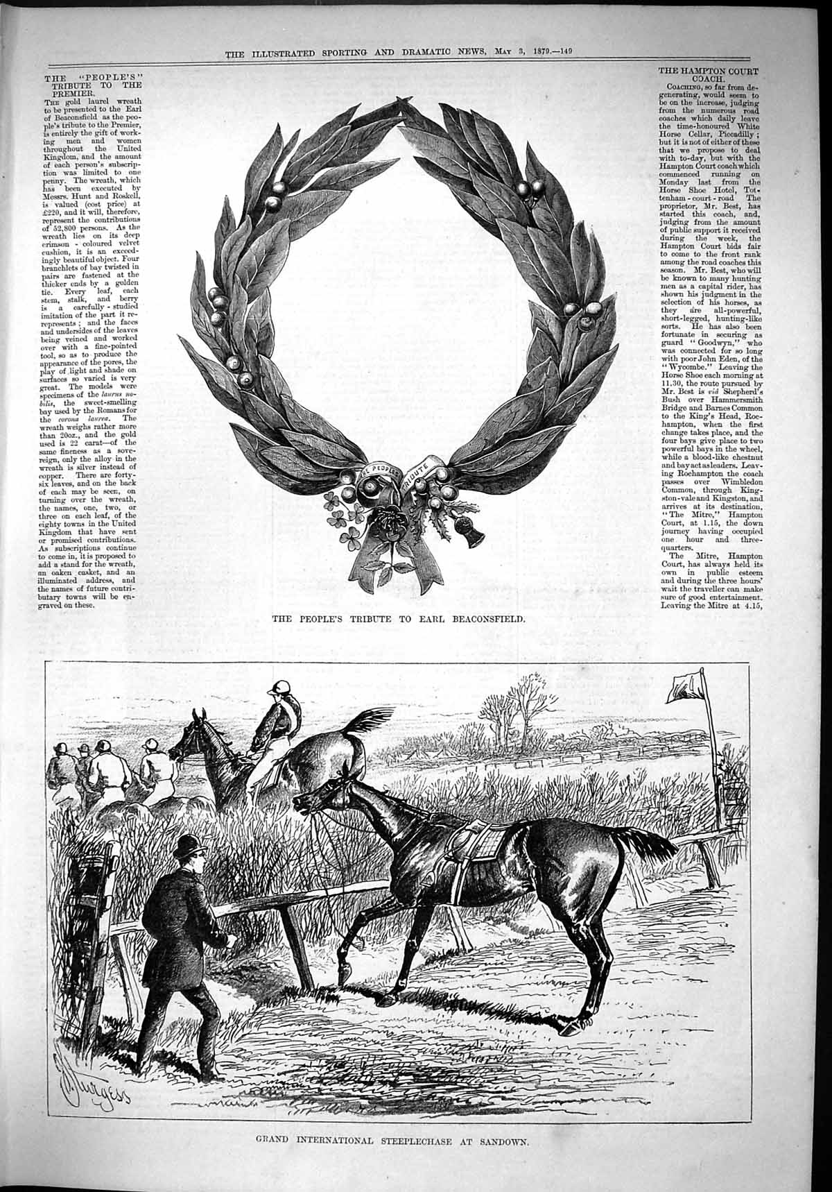 Old 1879 People'S Tribute Earl Beaconsfield Grand International Steep Victorian