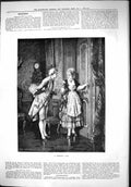Original Old Antique Print 1879 Morning Call Lady Man Romance Note Victorian