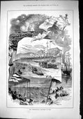 Old Print 1879 International Boat Race Nice France Sport Ships Spectators 19th