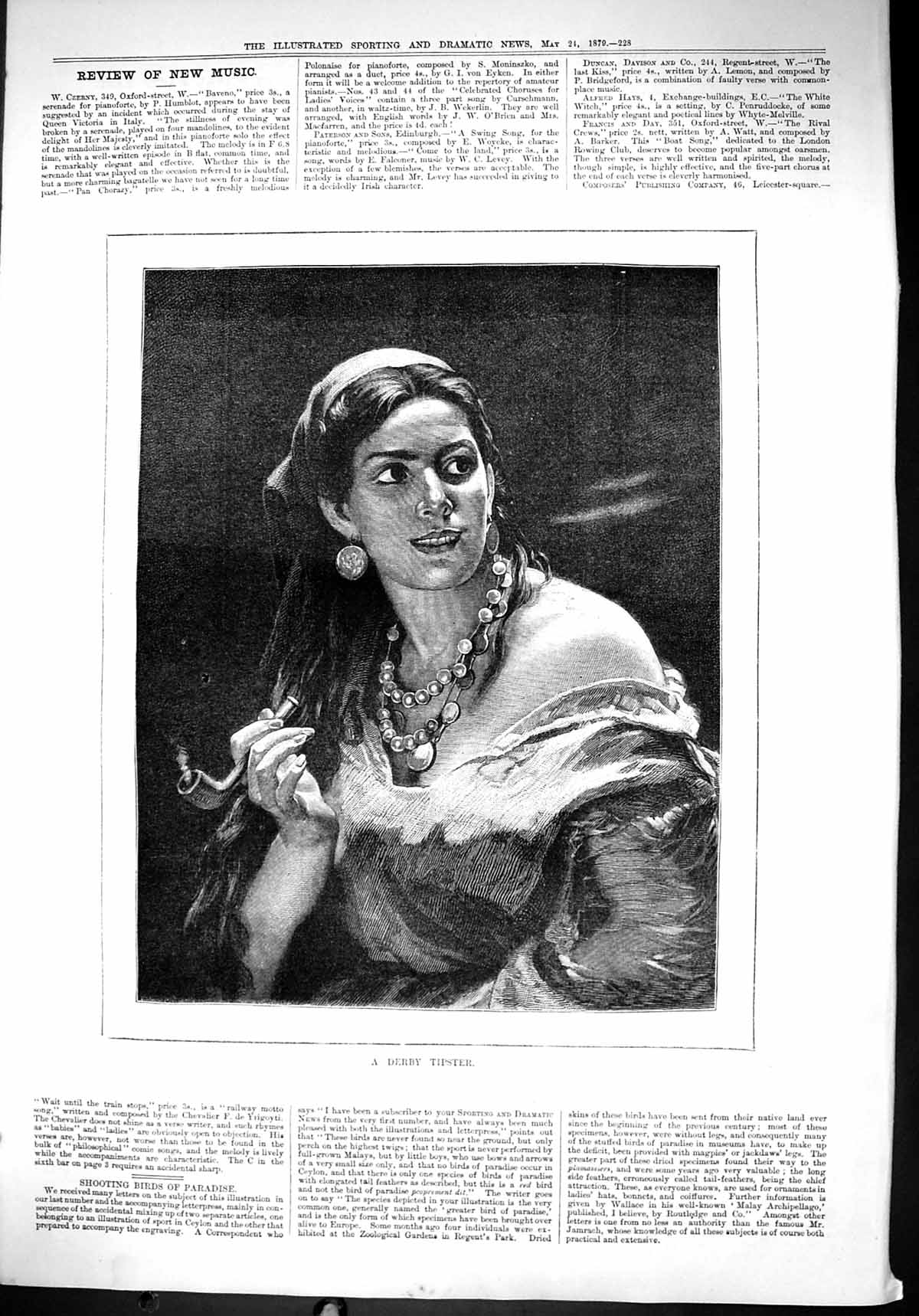 Original Old Antique Print 1879 Portrait Derby Tipster Beautiful Woman 19th