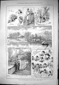 Old 1879 Surrey Counties Fishing Club Cavan Villa Garden Ifield Lake Victorian