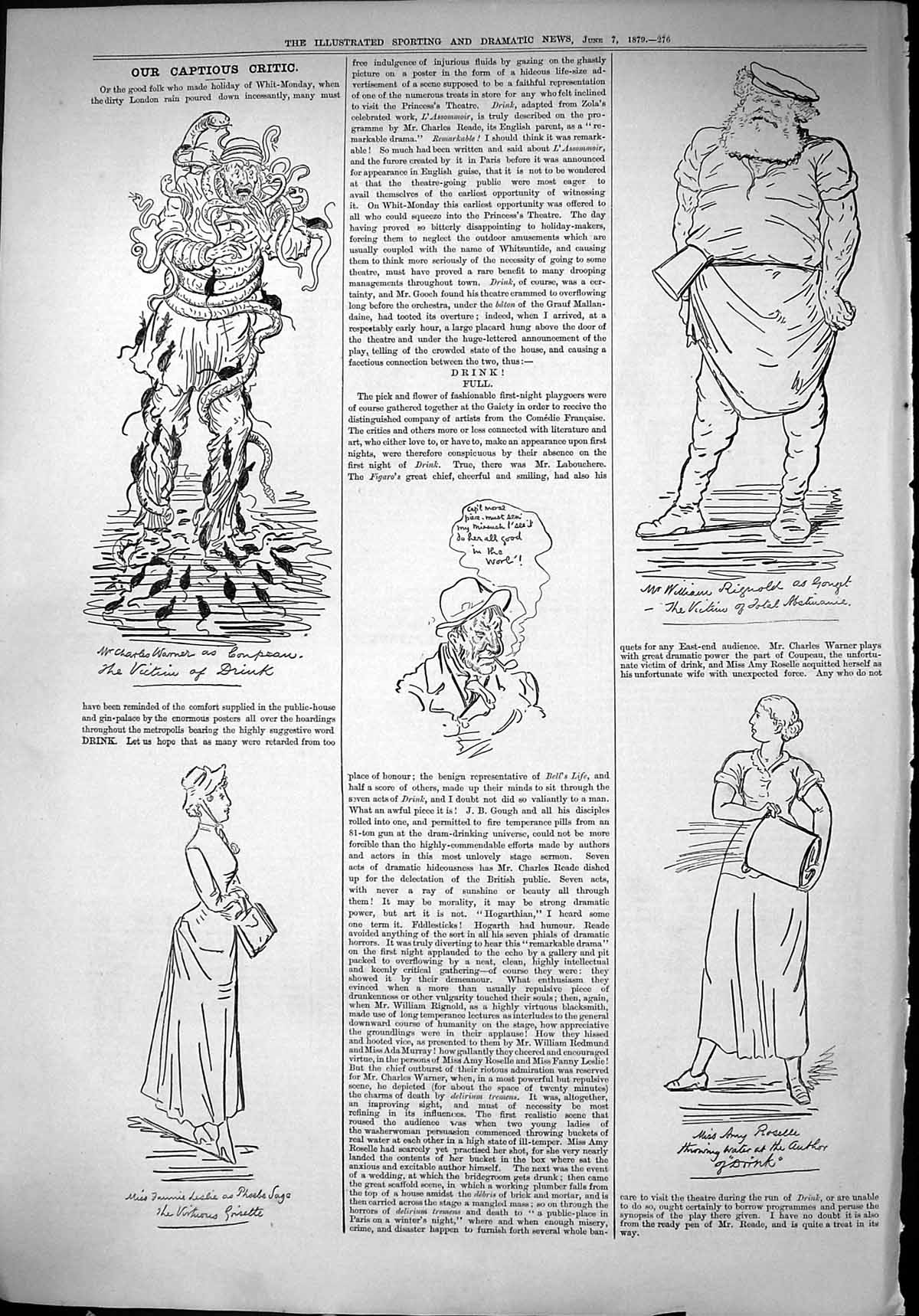 Original Old Antique Print 1879 Captious Critic Leslie RignAmy Roselle 19th