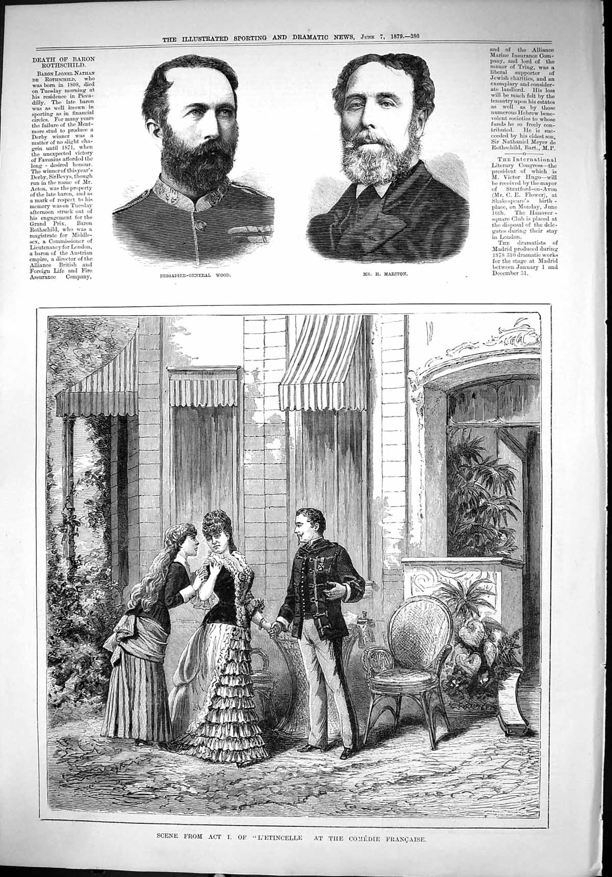 Old 1879 Brigadier-General Wood Marston L'Etincelle Comedie Francaise Victorian