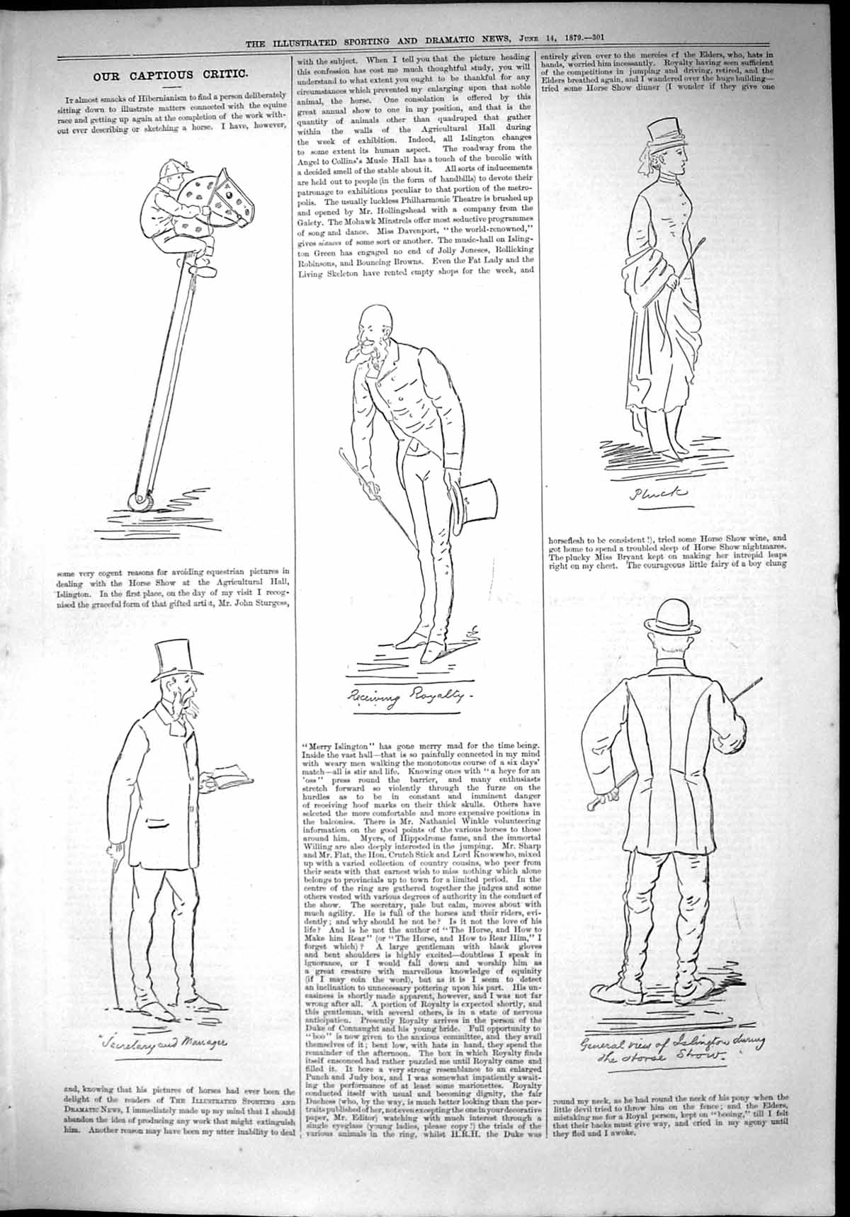 Original Old Antique Print 1879 Captious Critic Islington Agricultural Show