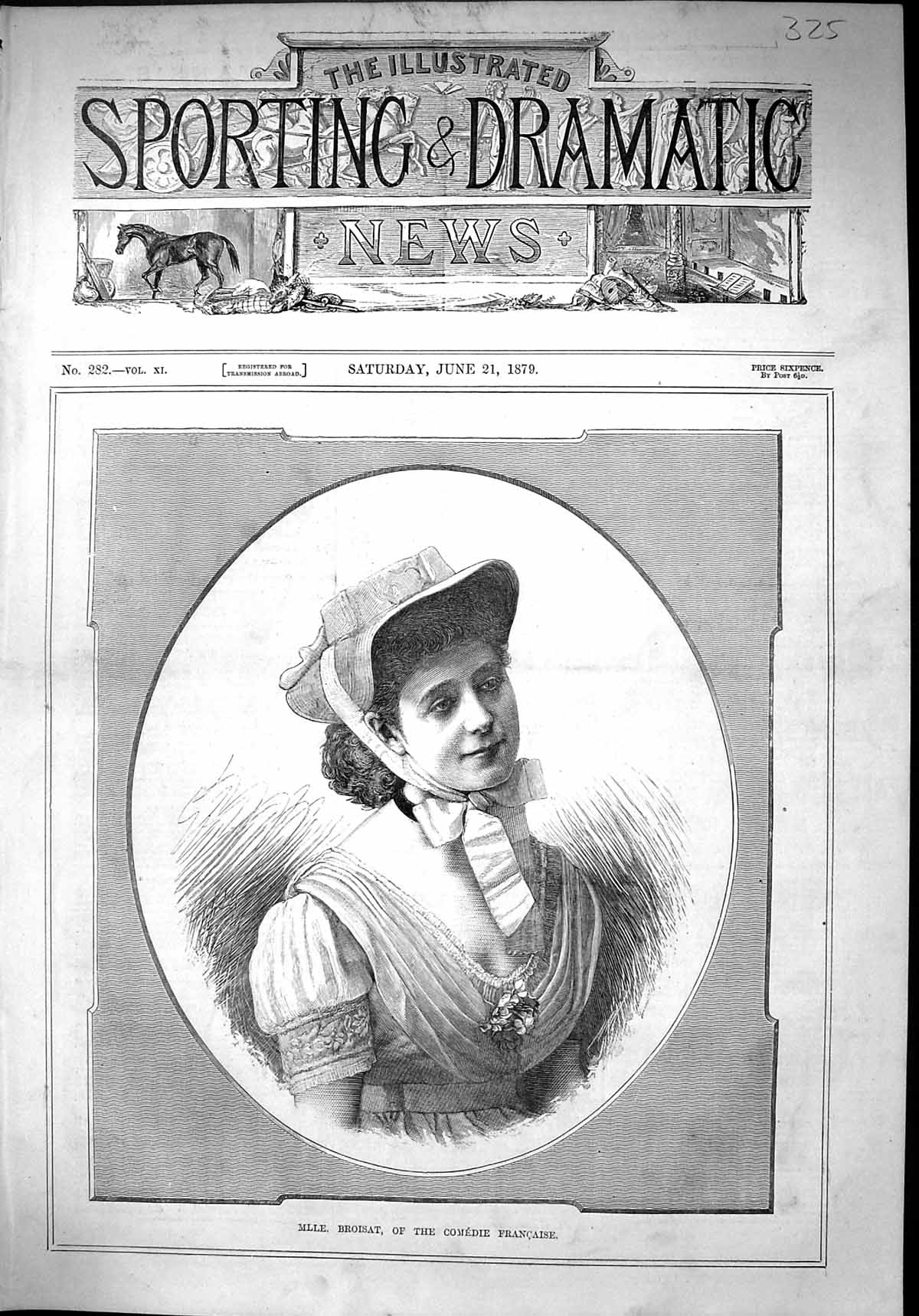 Antique Print 1879 Portrait Mlle. Broisat Comedie Francaise Beautiful Woman