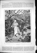 Original Old Antique Print 1879 Yes Or No Man Lady Countryside Dog Romance 19th