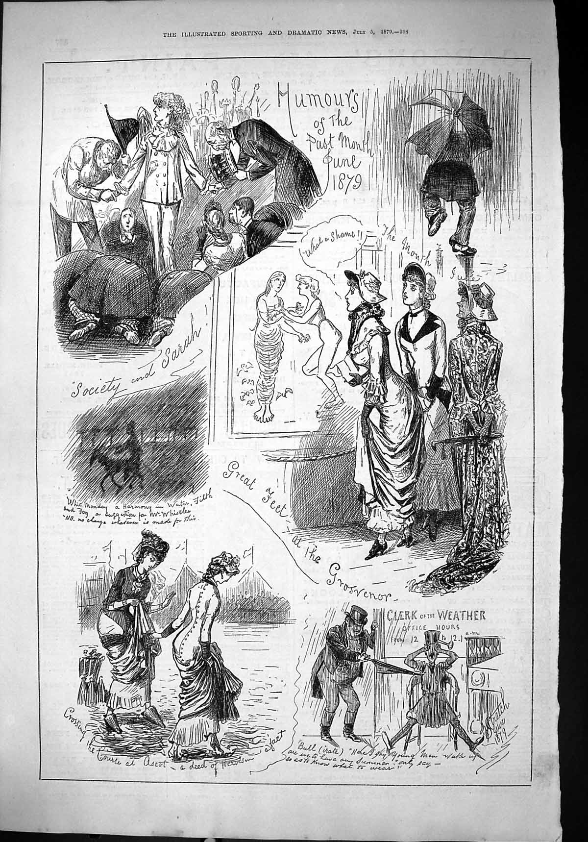 Old 1879 Humours Comedy Sketches Clerk Weather Office Ascot Horse Rac Victorian