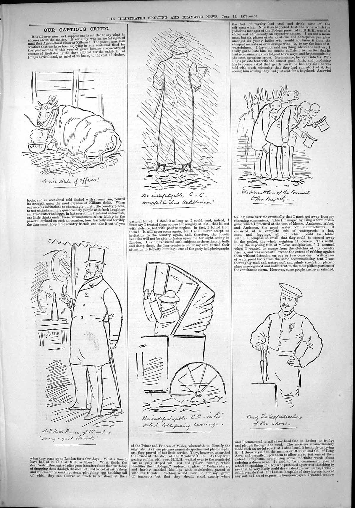 Original Old Antique Print 1879 Captious Critic Agricultural Show Victorian
