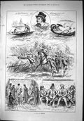 Old 1879 Sketches Henley River Boats Transport Train Station Horses S Victorian