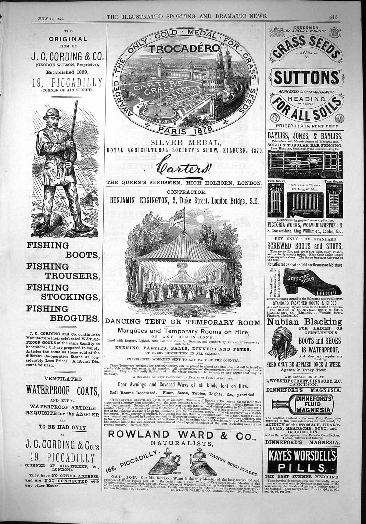 Antique Print 1879 Torcadero Suttons Seeds Rowland Cording Nubian Blacking 19th