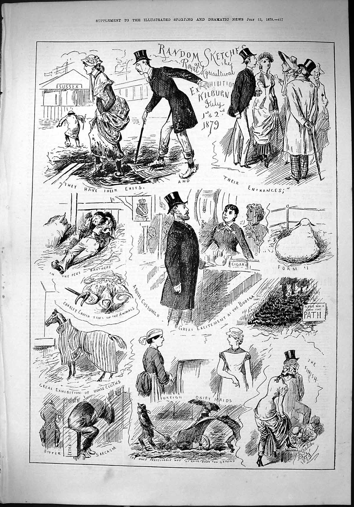 Old 1879 Royal Agricultural Exhibition Kilburn Horse Cloths Dairy Mai Victorian