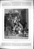 Original Old Antique Print 1879 Art Critic Man Artist Young Boy Painting Easel